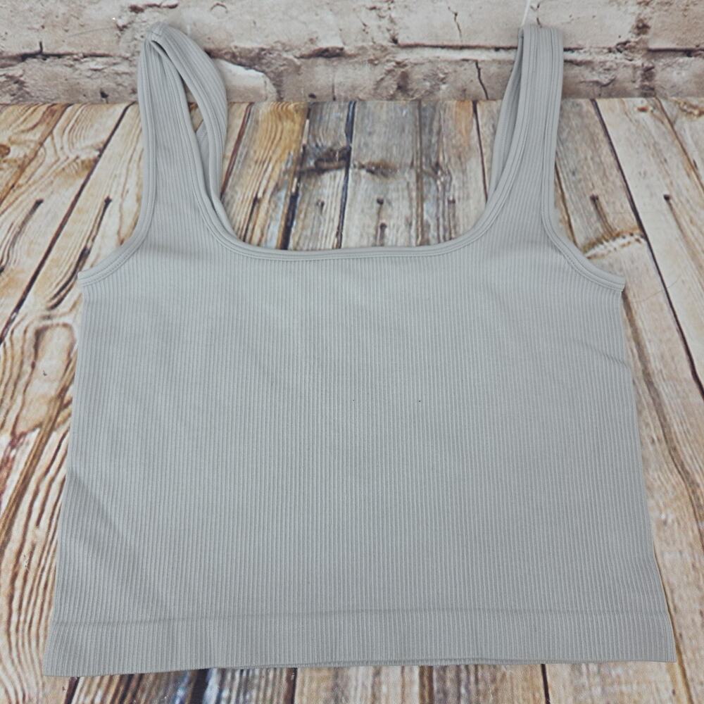 OQQ Sports Bra Size Large Seamless Gray Halter Top NEW